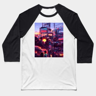 Walking By The Dreamy Anime Sunset Baseball T-Shirt